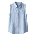 thumbnail image 6 of COSFO Mens Button Down Shirt Blue Cotton Linen Sleeveless Casual Tops Loose Summer with Pocket Collared Tank Tops, 6 of 9