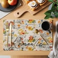 thumbnail image 2 of Placemat Set of 6 Hand Drawn Flower Floral Placemats for Dining Table Retro Postmark Washable Table Mats for Kitchen and Party Decor Indoor & Outdoor Use, 2 of 8