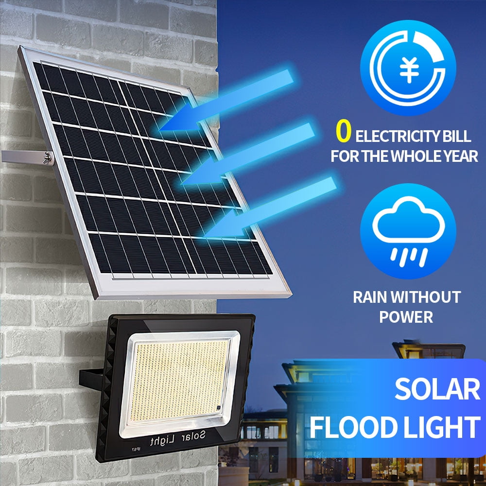 Solar Motion Lights Outdoor,100W 409 LED Separate Panel Solar Powered Flood Security Lights with Remote,IP67 Waterproof Wall Lights for Garden Garage Yard Backyard Patio