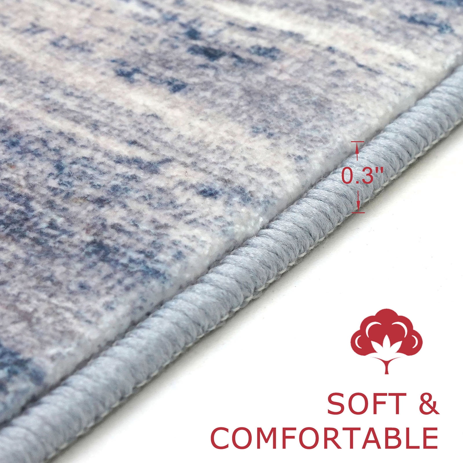 iOhouze Runner Rug 2x8 Kitchen Runner Rugs Non-Slip Washable Soft Print Distressed Blue-greyCarpet Runner for Entryway Bathroom Laundry Room Foyer
