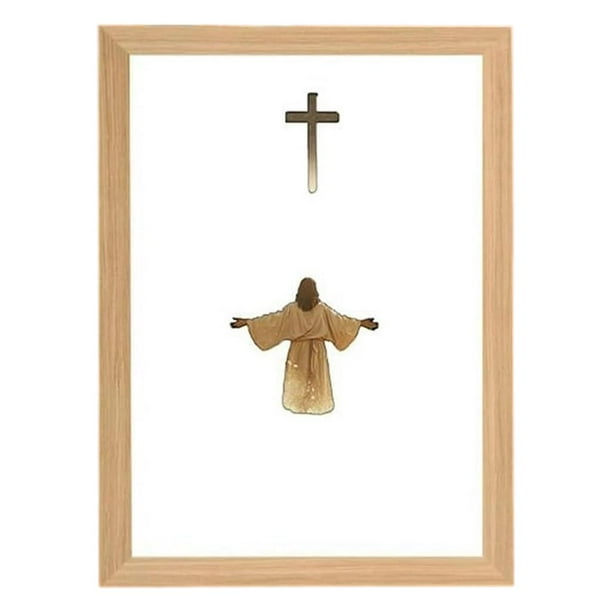 Lámpara de Jesús con marco LED, luz decorativa para mesa, lámpara de pintura inspiradora para mas Estilo A