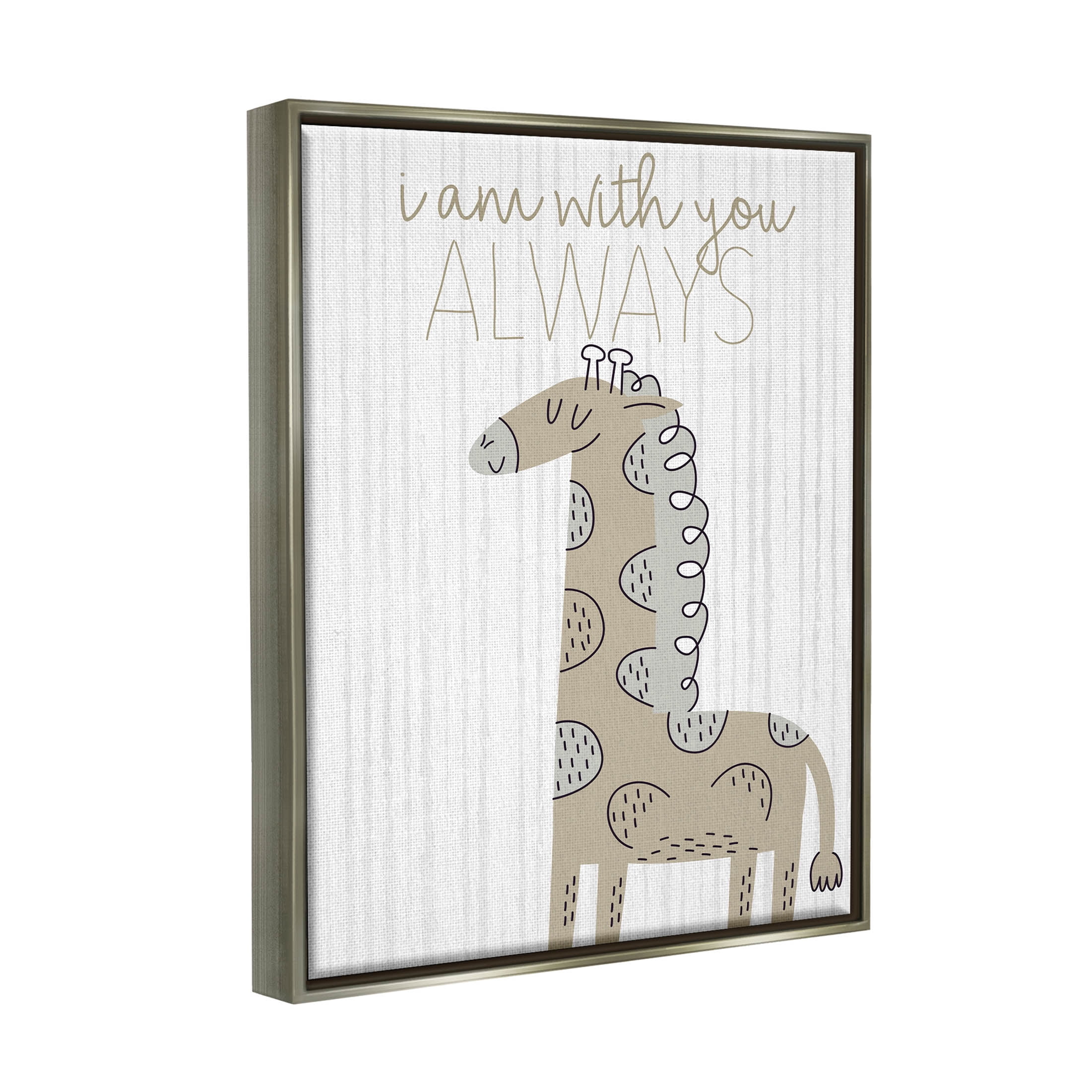 Stupell Industries With You Always Fun Giraffe Graphic Art Luster Gray Floating Framed Canvas Print Wall Art, Design by Kim Allen