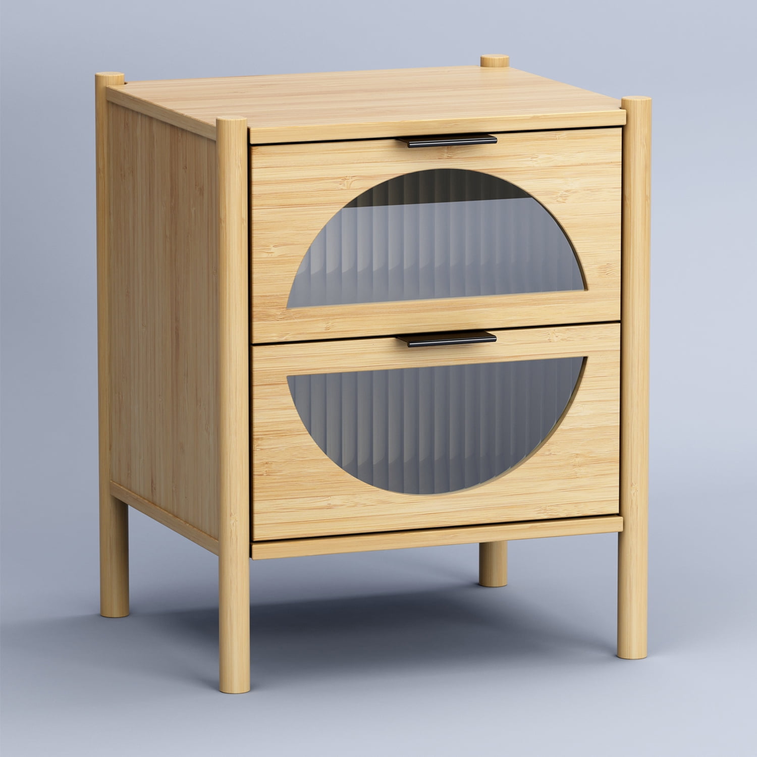Kadyn Nightstand Side Table, Bamboo End Table with 2 Drawers, Modern Bedside Table for Bedroom, Living Room, Barnwood Kadyn Nightstand Side Table, Bamboo End Table with 2 Drawers, Modern Bedside Table for Bedroom, Living Room, Barnwood