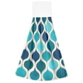 thumbnail image 7 of Yayeee Kitchen Hanging Hand Towels Set of 2 with Loop Bathroom Absorbent Tie Towel, Blue Geometric Pattern, 7 of 7