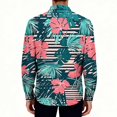 thumbnail image 5 of Men's Hawaiian Shirt Long Sleeve Button Down Casual Tropical Aloha Summer Vacation Beach Shirts Stylish with Pocket, 5 of 7