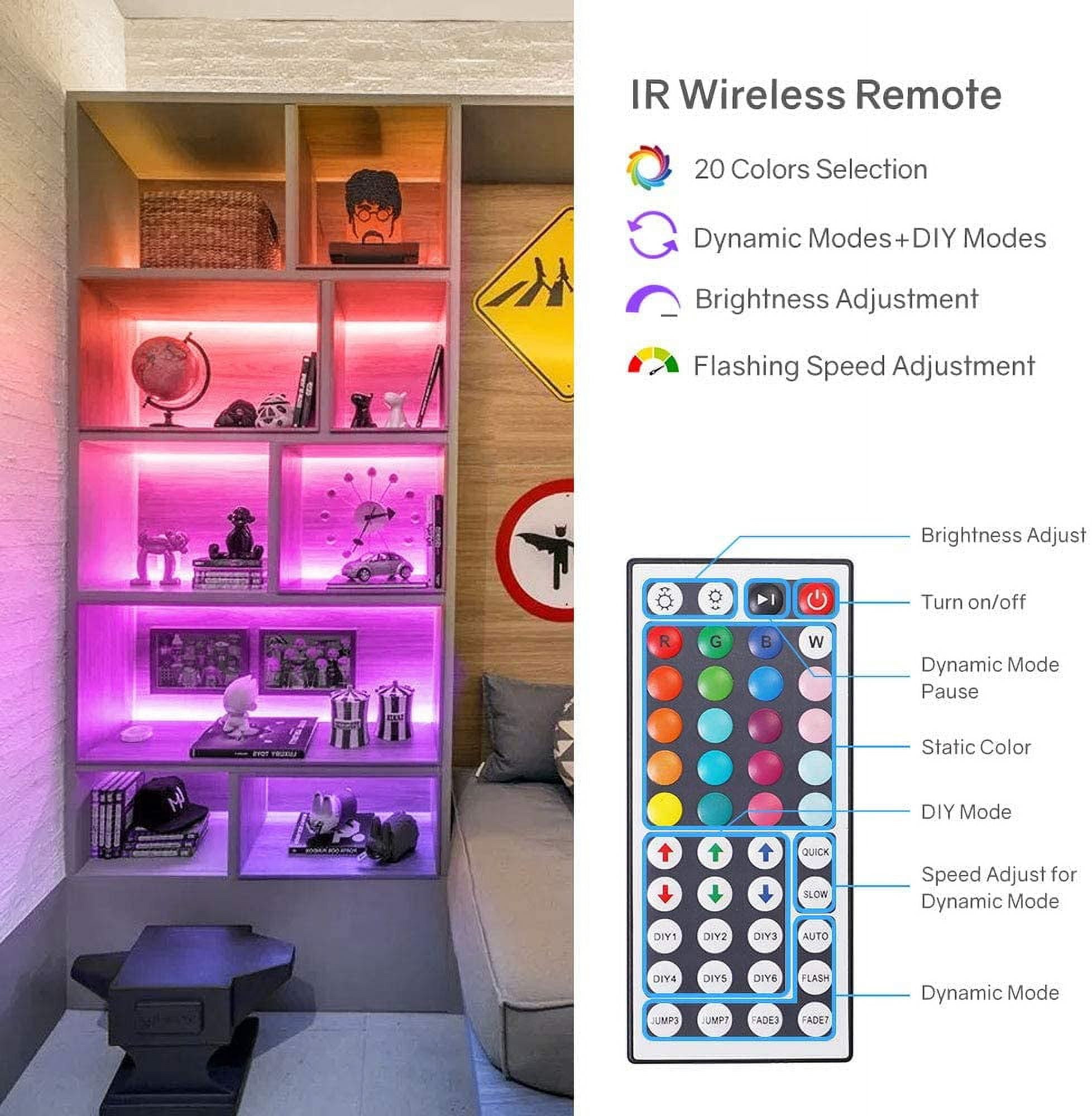 20M/65.6ft LED Strip Lights, Music Sync 5050 LED&nbsp;Light Strip&nbsp;Waterproof RGB Color Changing LED Lights Strip with Phone&nbsp;Remote, LED Lights for Bedroom Kitchen TV Party TIKTOK DIY
