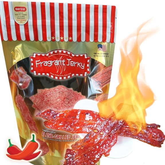 Singapore-Style Fire-Grilled Bacon Jerky (Spicy Flavor 4 oz.) *Grilled Fresh to Your Order *Shipped the Same Day - L.A. Times "Handmade Gift" Winner