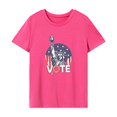 thumbnail image 1 of Camiseta de verano con cuello redondo para mujer, para senderismo, vacaciones, playa, uso diario, caminar Rosa Rosa, 1 of 7