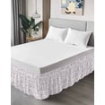 thumbnail image 4 of Spring Flower Wrap Around Bed Skirts for California King Bed 16" Drop,Bed Skirt with Adjustable Elastic Belt Dust Ruffle Bed Valance Vintage Farmhouse Light Purple Boho Leaf Bed Frame Cover, 4 of 7