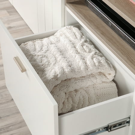 Sauder - Anda Norr Modular Credenza for Most Flat-Panel TVs Up to 60" - White With Sky Oak Accents