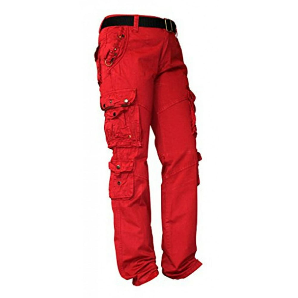 X-2 - Mens's Cotton Casual Fitted Pants Slim Style Trousers Red 38 ...
