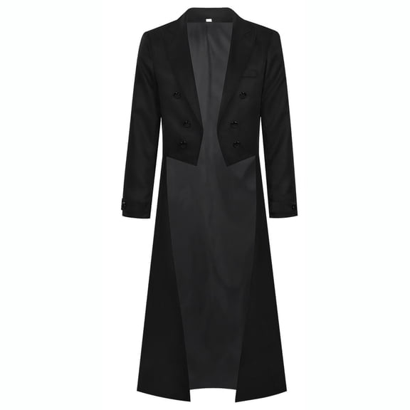 Zpzdpjkx Mens Color-Blocked Tailcoat Trendy Lapel Long Stage Show Long Sleeve Outerwear for Magician Performance Party Formal Coat