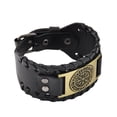 thumbnail image 4 of Shop LC Set of 2 Black Color Genuine Leather Dualtone Adjustable Bracelet Jewelry Gift, 4 of 10