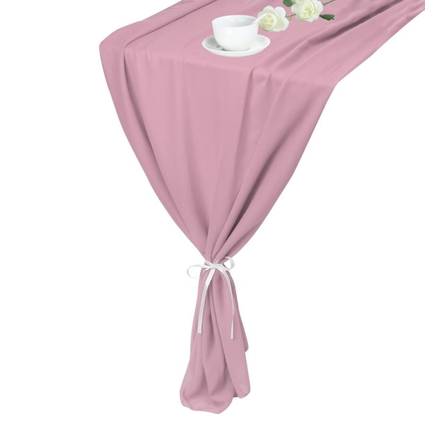 2 Pcs Encanto Cinta de Chifón Rosa 27.5" x 118" Cinta de Mesa Ligera y Elegante Cinta de Mesa Romántica y Transparente