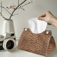 thumbnail image 2 of COEQINE Tissue Box Cover PU Leather Rectangle Tissue Case Holder Facial Tissue Dispenser for Bathroom Bedroom Kitchen Office Car Modern Decorative, Brown Leopard Print, 2 of 7