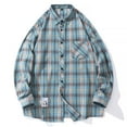 thumbnail image 2 of Plaid Shirts Men Summer Casual Plus Size Loose Shirt with Collar And Long Sleeved Shirt Long Sleeved Flannel Shirt Mens Jacket Blue M, 2 of 5