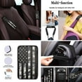 thumbnail image 4 of KUIFORTI Gray US Flag Automobile Seat Covers Set of 12 Car Center Console Cover Steering Wheel Cover Seat Belt Pads Wristlet Keychain Car Cup Coasters Fit for Cars Sedan SUV, 4 of 7