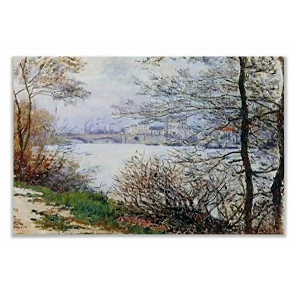 Monet Wall Art Collection The The Banks of The Seine, ILE de la Grande Canvas Prints Wrapped Gallery Wall Art | Stretched and Framed Ready to Hang 36X48,