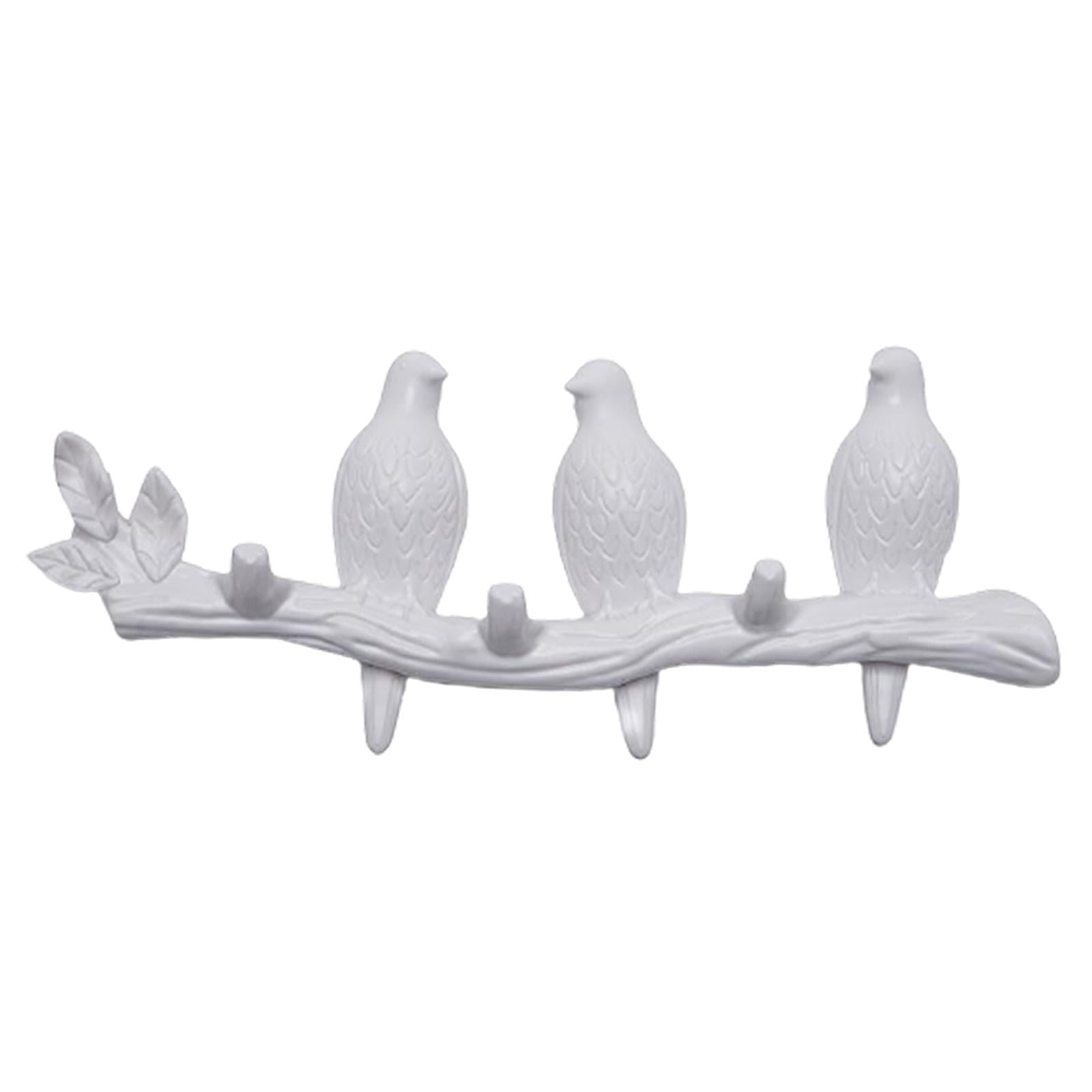 Birds Wall-mounted Hook Clothes Key Towels Holder Porch Living Room white
