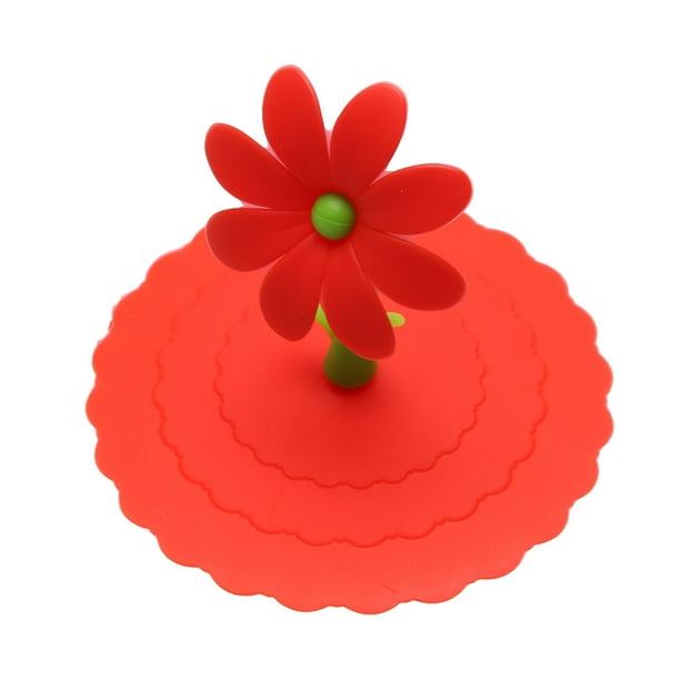 Tapa De Taza De Silicona Tapa de taza de silicona reutilizable a prueba de polvo de girasol Cubierta de taza de aislamiento (Rojo)
