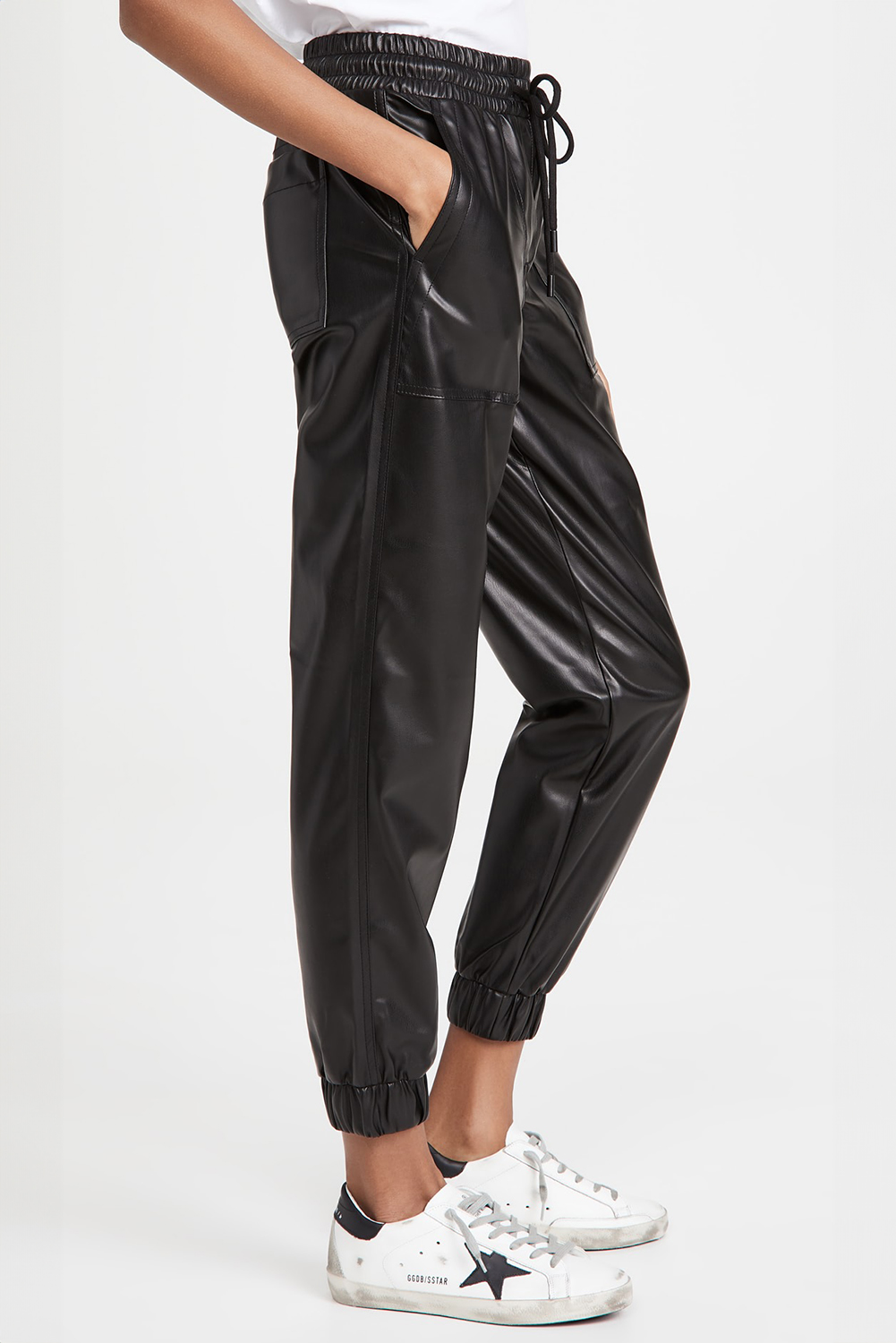 Casuashion Essential Black Faux Leather Joggers - Sleek & Comfortable Fit!