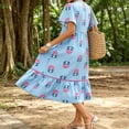 thumbnail image 4 of QUNYINEY Summer Dresses for Women 2026 Short Sleeve Floral Midi A Line Sundress Flowy Ruffle Casual V Neck Loose Fit Dresses, 4 of 6