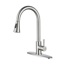 Izzovium Kitchen Faucet with Pull Out Sprayer, 20.5in High Arc Stainless Steel Faucet, 360° Swivel Spout, Brushed Nickel Finish, Single Handle for Easy Temperature Control