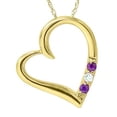 thumbnail image 1 of 3-Stone Heart Amethyst Pendant 14K Yellow Gold, 1 of 1