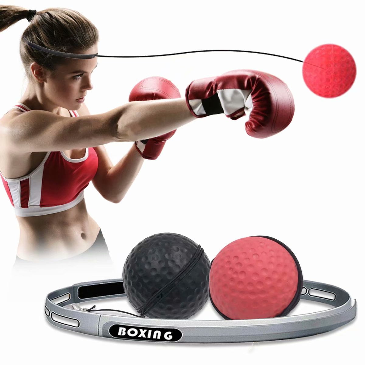 Boxing Reflex Ball Adjustable Headband Punching Speed Reaction Agility Ball Set 