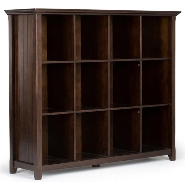 Simpli Home Acadian Wood 48" x 57" Transitional 12 Cube in Brunette Brown
