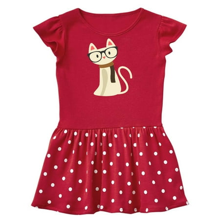 

Inktastic Hipster Cat Gift Toddler Girl Dress