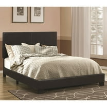Leather Upholstered Eastern King Size Platform Bed Black - Saltoro Sherpi