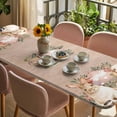 thumbnail image 3 of Easter Bunny Table Cloths for 8 Foot Rectangle Tables, Eggs Green Leaves Rustic Flowers Cups Vintage Patio Waterproof Elastic Fitted Tablecloths, Washable Rectangular Table Cover for Camping, 3 of 8