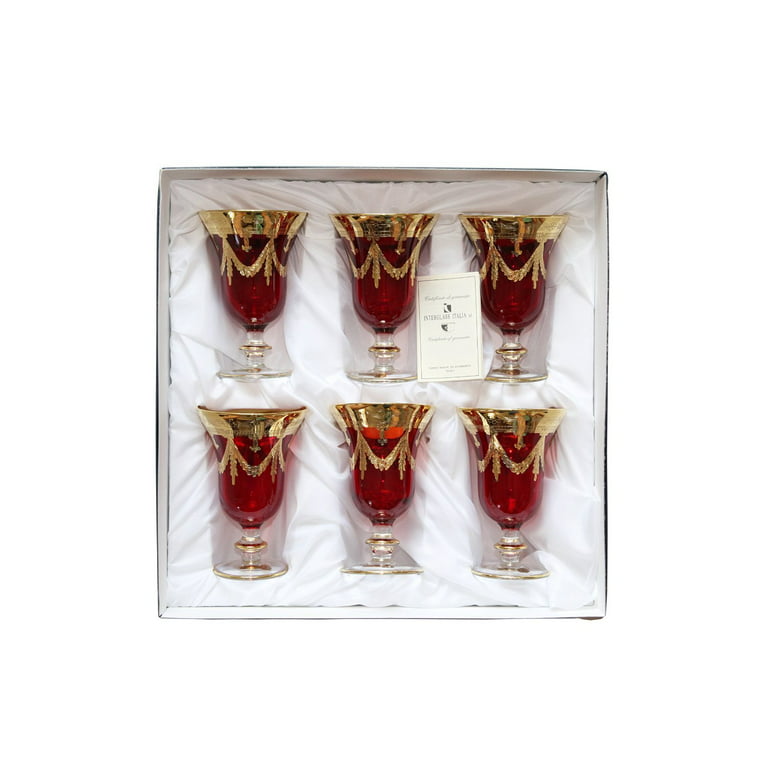 Interglass Italy Luxury Crystal Brandy Snifters, Vintage Design 24kt Gold  Hand Decorated Cognac Goblets, SET OF 6 