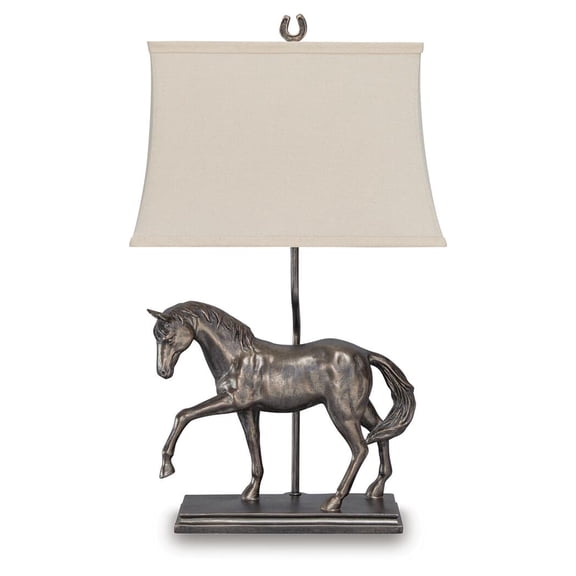 Signature Design by Ashley Sandorman Poly Table Lamp, Bronze Finish, 26" Height, Rectangular Bell Shade