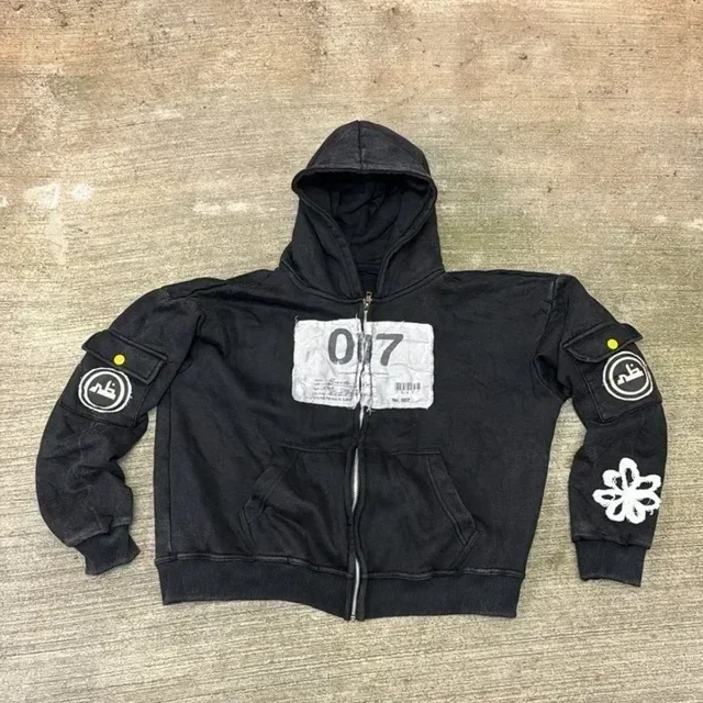 Sudaderas con capucha con estampado de moda Y2k, abrigos de manga larga Harajuku Hip Hop, sudadera holgada con cremallera a la moda, ropa de calle para hombres y mujeres