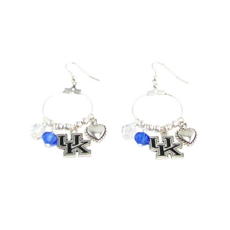 - Kentucky Wildcats Austrian Crystal Silver Blue Charm Hoop Earring Jewelry UK
