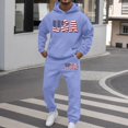 thumbnail image 2 of ibiyuan Men Walking Suits Long Sleeve Causal Autumn Winter Hoodie Tracksuit Sweatsuit Set Hoodie Pullover Sweatshirt Tracksuit Jogger Sweatpants Vacation Sets,Blue, 2 of 5