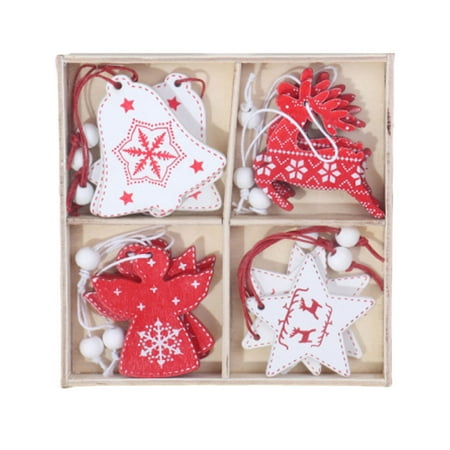 

12pcs Christmas Tree Wooden Pendant Decorative Hanging Pendants Creative DIY Hanging Decor for Christmas (12 pcs per Box)