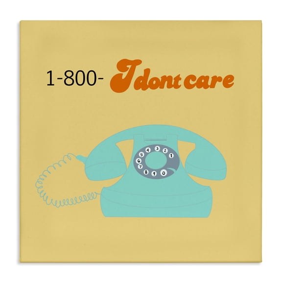 Stupell Industries I Don't Care Retro Phone Canvas Wall Art design by Ashley Singleton, 17 x 17