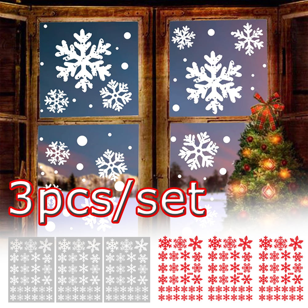 27Pcs Snowflakes Christmas Window Sticker Winter Xmas Decor Wall Stickers L6T0 