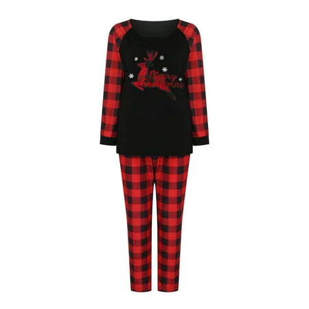 

AnuirheiH Xmas Pjs Set Mom Mother Plaid Printed Blouse Tops+Pants Family Clothes Pajamas Sale on Clearance