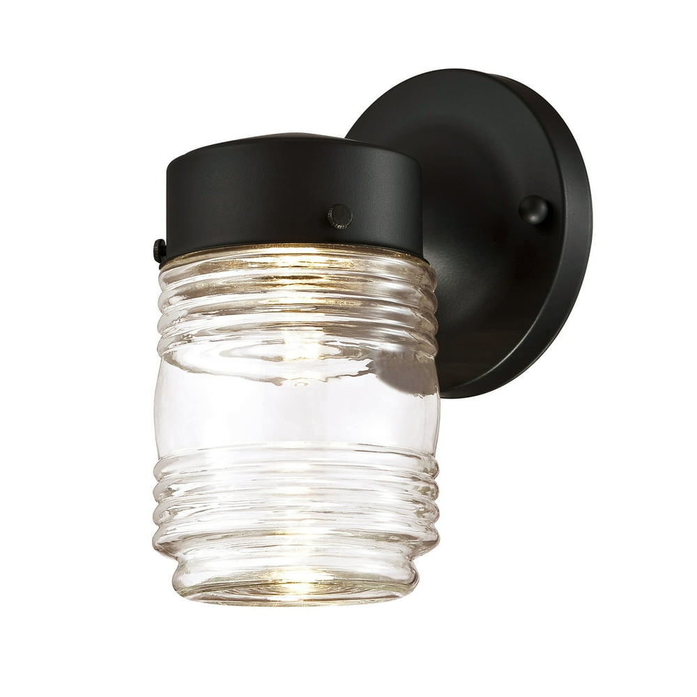 Design House Jelly Jar Indoor/Outdoor LED Wall Light, Black Walmart
