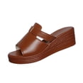thumbnail image 5 of Xucatan Summer Wedge Slippers for Women, Shiny Metallic Slide Sandals, Cushioned Footbed for All Day Comfort Gift, 5 of 9
