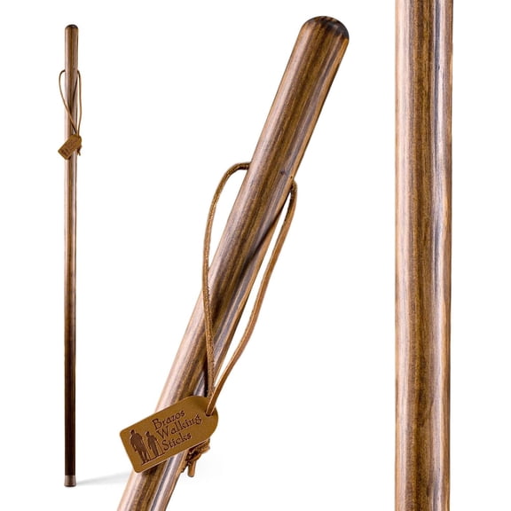 Brazos Straight Pine Wood Walking Stick, Handcrafted Wooden Staff, Hiking Stick for Men and Women, Trekking Pole, Wooden Walking Stick, 48 Inches, Brown, 4 Foot