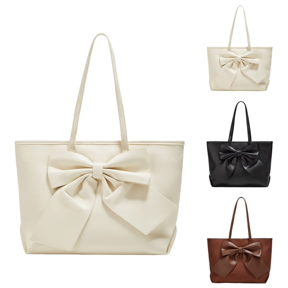 Stylago Large Suede Tote Handbags Fashion Leather Bow Work Shopping Shoulder Purses Ladies Travel Daily Underarm Hobos Bag Black