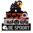 thumbnail image 2 of Halloween Decor, Vintage Halloween Decorations, Spooky Halloween Decorations, Halloween Tiered Tray Decor, 6X6 Inch Wooden 3D Haunted House Tabletop Stand with Witch, Eyeball,, 2 of 7