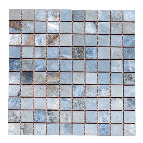 The Tile Life Banff 4" x4" Onice Azzurro Matte Porcelain Mosaic Tile Sample, 1 Piece