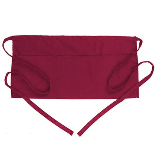 AQRS Summer Solid Color Short Half Waist Apron Pockets Lace-up Barbecue Kitchen Cafe Flower Shop Waitress Workwear Apron