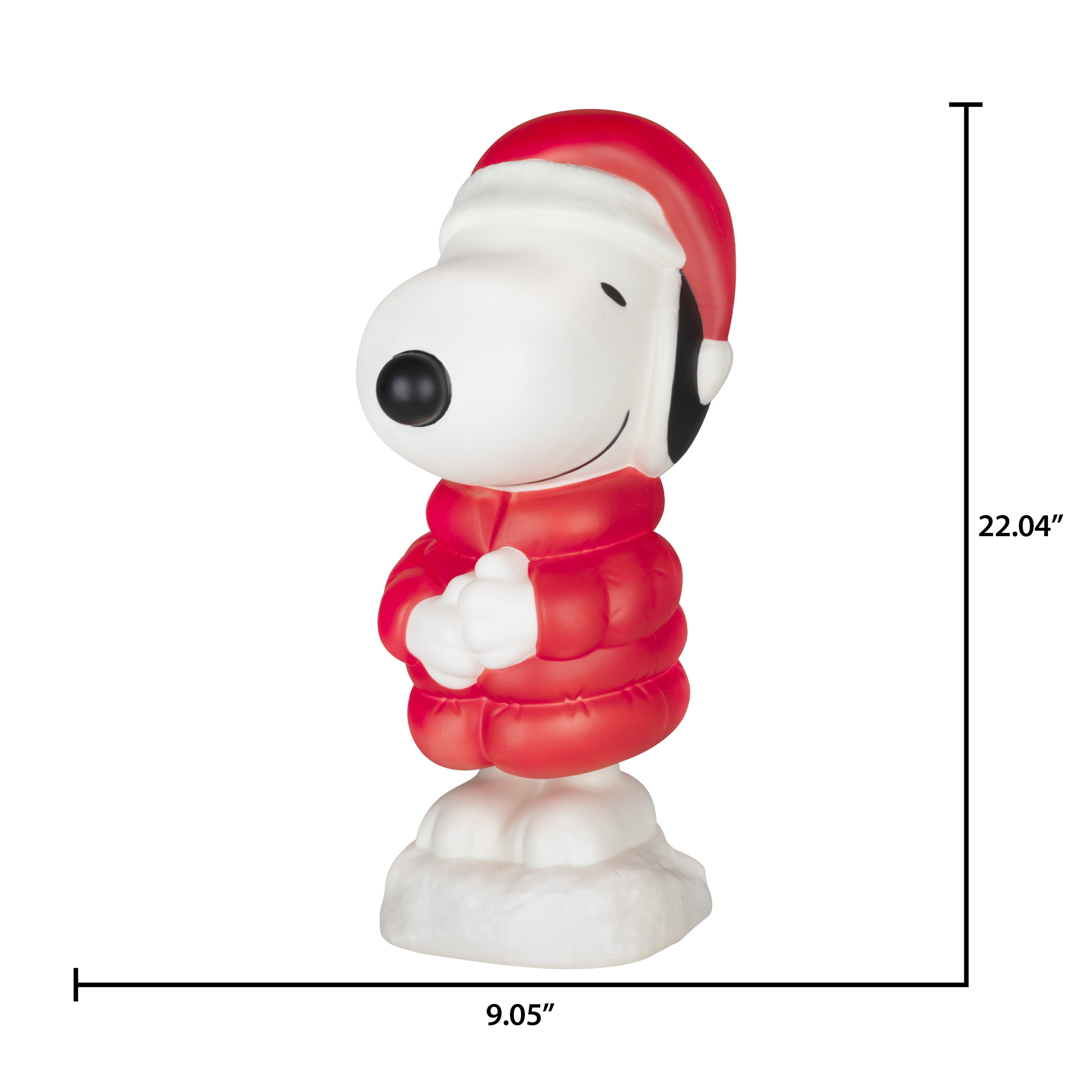 Snoopy Santa in Red Puffer Coat Peanuts, 22-Inch LED Blow Mold Christmas Decoration,Outdoor Holiday Décor